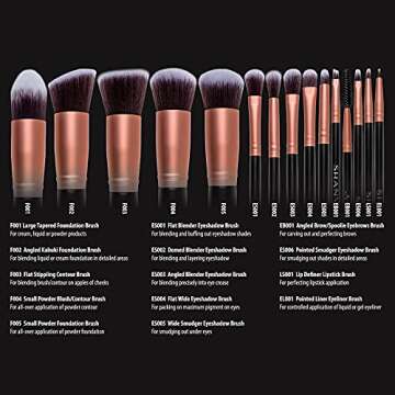 SHANY Makeup Brushes - Rose All Day - 14-Piece Brush Set – Foundation Powder Concealers Eye Shadows Makeup brushes - Complete Kabuki Makeup Brush Set in Rose Gold - 14 PCS