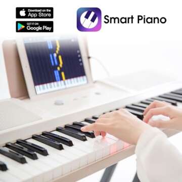 The ONE Keyboard Piano, 61 Key Piano Keyboard for Beginner/Professional, Electric Piano w/Lighted Keys, Music Stand & Piano App, Supports USB MIDI/Audio/Microphone/Headphones/Sustain Pedal