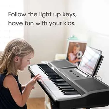 The ONE Keyboard Piano, 61 Key Piano Keyboard for Beginner/Professional, Electric Piano w/Lighted Keys, Music Stand & Piano App, Supports USB MIDI/Audio/Microphone/Headphones/Sustain Pedal