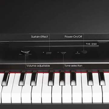 The ONE Keyboard Piano, 61 Key Piano Keyboard for Beginner/Professional, Electric Piano w/Lighted Keys, Music Stand & Piano App, Supports USB MIDI/Audio/Microphone/Headphones/Sustain Pedal