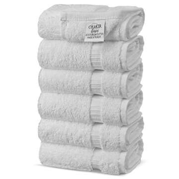 Chakir Turkish Linens Premium Cotton Absorbent Turkish Towels (Hand Towel - 6 Piece, White)