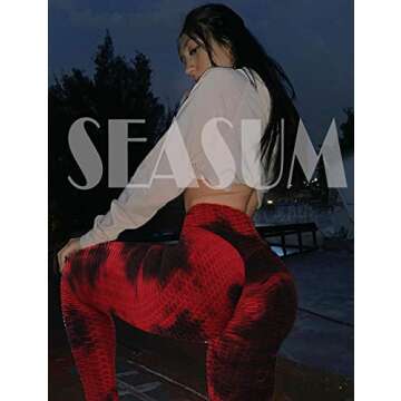 SEASUM Women's High Waist Yoga Pants Tummy Control Slimming Booty Leggings Workout Running Butt Lift Tights S