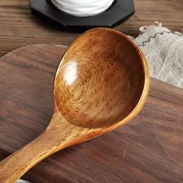 FJNATINH Wooden Ladle for Kitchen Cooking