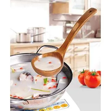 FJNATINH Wooden Ladle for Kitchen Cooking
