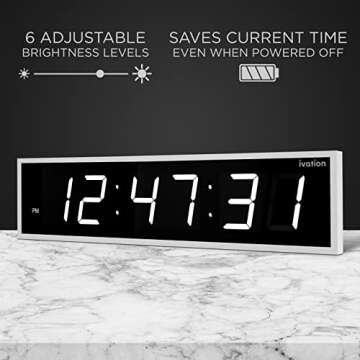 Ivation Huge 24" Inch Large Big Oversized Digital LED Clock with Stopwatch, Alarms, Countdown Timer ...