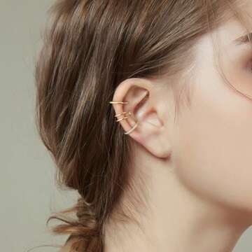 SEVENWELL No Piercing Gold Ear Cuffs - Adjustable 925 Silver