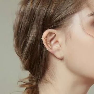 SEVENWELL No Piercing Gold Ear Cuffs - Adjustable 925 Silver