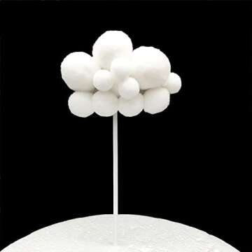 10pcs Cloud Cake Topper Plush Cloud Cupcake Toppers Yarn Ball Cake Dessert Picks Decoration For Baby Shower Birthday Wedding Party Supplies (White)