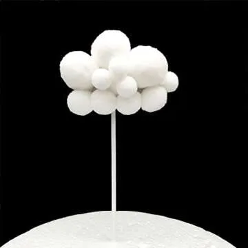 10pcs Cloud Cake Topper Plush Cloud Cupcake Toppers Yarn Ball Cake Dessert Picks Decoration For Baby Shower Birthday Wedding Party Supplies (White)