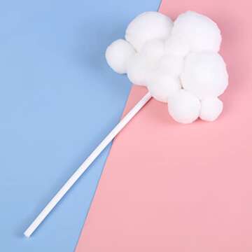 10pcs Cloud Cake Topper Plush Cloud Cupcake Toppers Yarn Ball Cake Dessert Picks Decoration For Baby Shower Birthday Wedding Party Supplies (White)