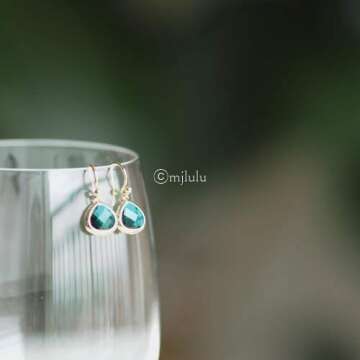 Dainty Green Emerald Dangle Earrings - Hypoallergenic & Elegant