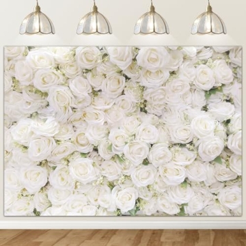 Avezano White Flower Backdrop for Party Photoshoot Wedding Floral Wall Bridal Shower Party Decoratio...