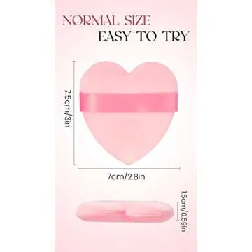 MOTZU 6 Pieces Powder Puff for Face Powder, Pink Heart Makeup Puff, Cotton Velour Face Puffs for Setting, Contouring, Under Eyes, and Corners, 2.76-inch Normal Size, with Strap, Beauty Tool