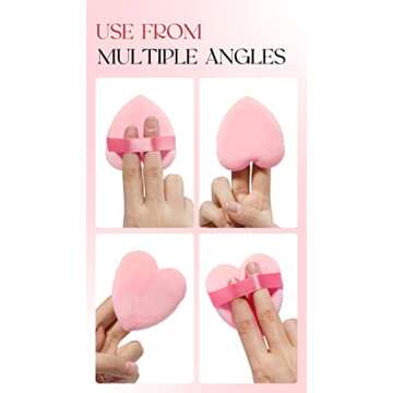 MOTZU 6 Pieces Powder Puff for Face Powder, Pink Heart Makeup Puff, Cotton Velour Face Puffs for Setting, Contouring, Under Eyes, and Corners, 2.76-inch Normal Size, with Strap, Beauty Tool