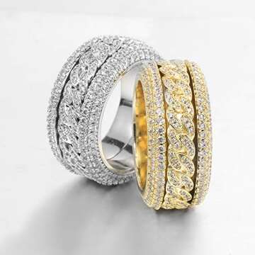 14k Gold Plated Elegant Chain Ring for Men Women