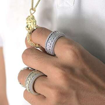 14k Gold Plated Elegant Chain Ring for Men Women