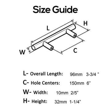 5 Pack-Rose Gold Cabinet Handles Solid T Bar Handle Pull 3 3/4inch 96mm Drawer Pulls 6inch 150mm Overall Length-Modern Kitchen Hardware,Diameter 10mm(2/5 Inch)