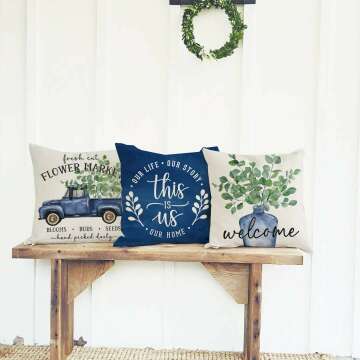 Eucalyptus Pillow Covers Set of 4 for Home Decor