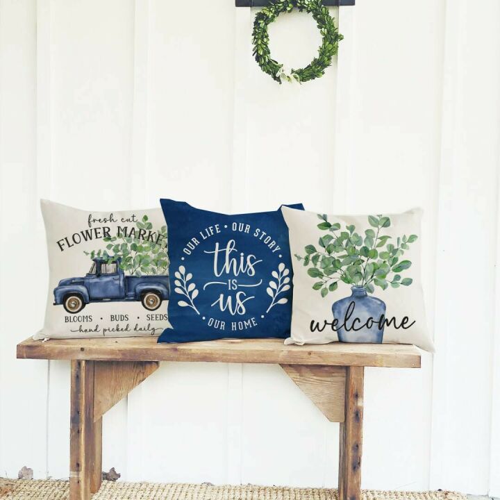 Eucalyptus Pillow Covers Set of 4 for Home Decor