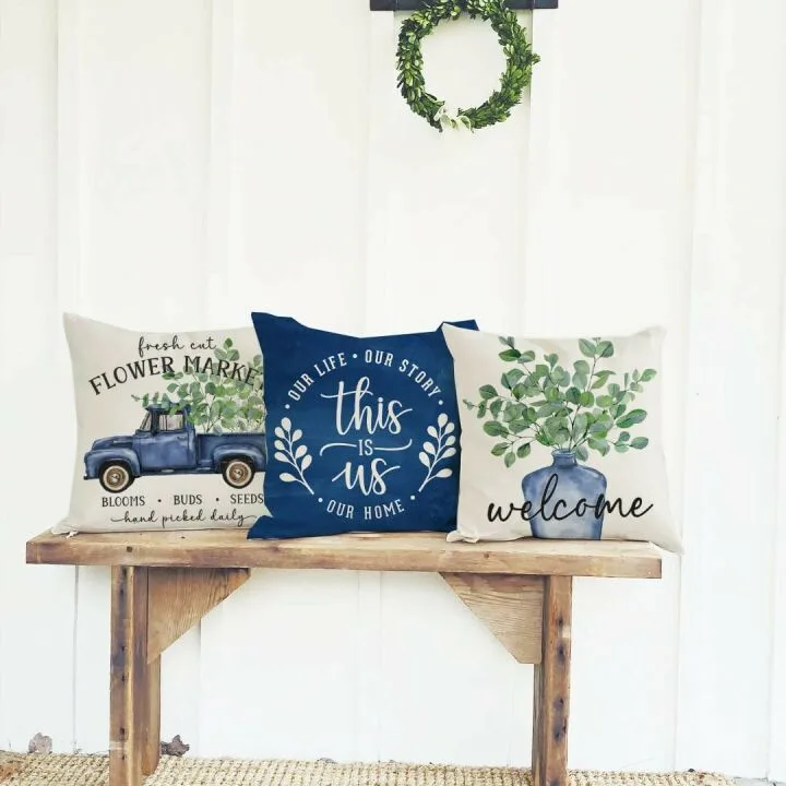 Eucalyptus Pillow Covers Set of 4 for Home Decor