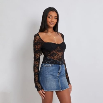 Chic Sexy Lace Long Sleeve Shirt for Women - Stylish & Comfortable