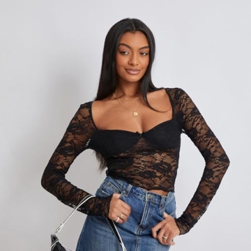 Chic Sexy Lace Long Sleeve Shirt for Women - Stylish & Comfortable