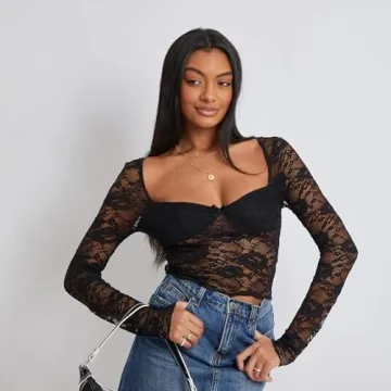 Chic Sexy Lace Long Sleeve Shirt for Women - Stylish & Comfortable