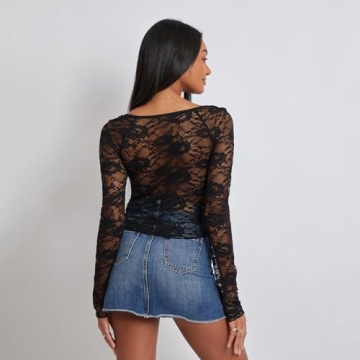 Chic Sexy Lace Long Sleeve Shirt for Women - Stylish & Comfortable