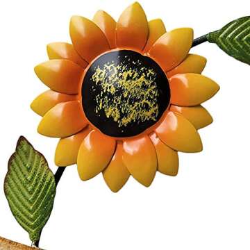 Metal Sunflower Wreath with Bees Welcome Sign Decorative Vintage Metal Hanging Sign for Wall Home Front Door Garden Porch Decor,Sunflower Spring Door Wreath Indoor Outdoor Decoration 16''L
