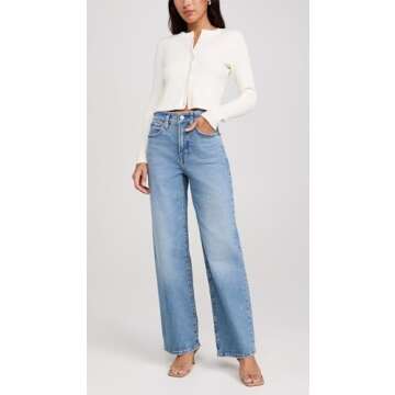 Madewell Women's The Perfect Vintage Wide Leg Jeans, Enmore Wash, Blue, 30