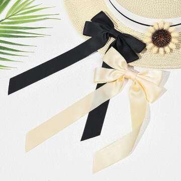 Aileam Silky Satin Hair Ribbon Clips for All Ages