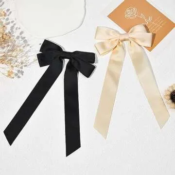 Aileam Silky Satin Hair Ribbon Clips for All Ages