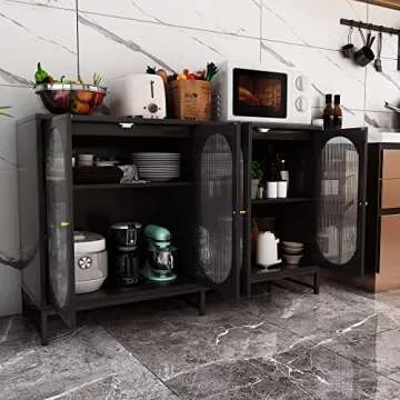 FOKWE Modern Sideboard Cabinet with Glass Doors