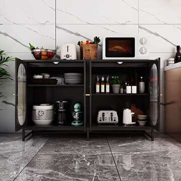 FOKWE Modern Sideboard Cabinet with Glass Doors
