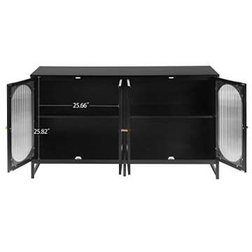 FOKWE Modern Sideboard Cabinet with Glass Doors