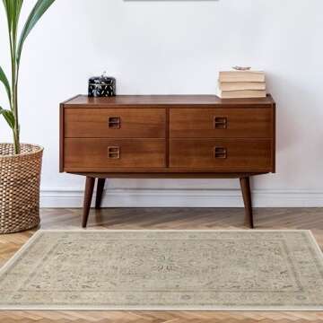 Ruggable 3x5 Washable Area Rug, Kamran Ivory Opal - Stylish and Easy Care for Every Home!