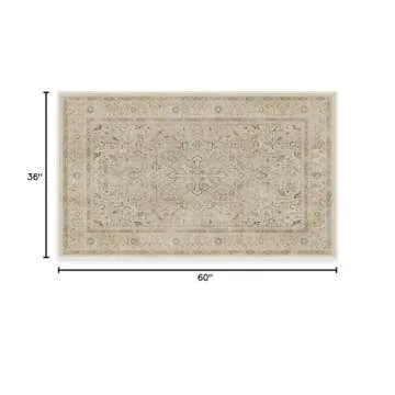Ruggable Washable 3x5 Kamran Ivory Area Rug