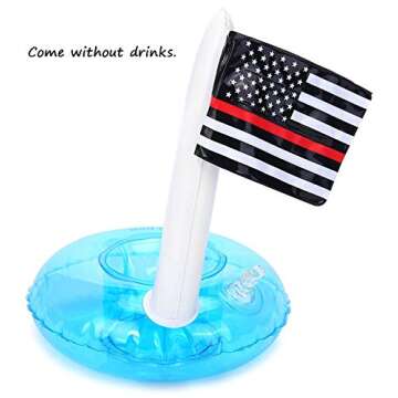 Moon Boat Inflatable Patriotic Pool Drink Holders - Fourth of July Party Supplies - American Flag Cu...