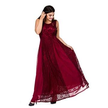 Esprlia Women's Plus Size Lace Sleeveless Evening Party Formal Maxi Dress - 3X Plus - Wine