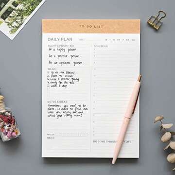 Daily To Do List Notepad - Magnetic 52 Sheet Planner