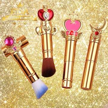 EDA LUXURY BEAUTY Round Retractable Makeup Brush With Cover - Liquid, Cream, Powder, Foundation, Blush, Bronzer, Highlighter - Premium Bristles Contouring & Blending Skin, Vegan Face Kabuki Brush