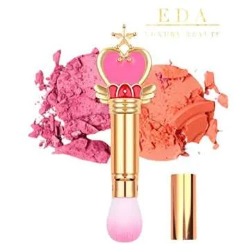 EDA LUXURY BEAUTY Round Retractable Makeup Brush With Cover - Liquid, Cream, Powder, Foundation, Blush, Bronzer, Highlighter - Premium Bristles Contouring & Blending Skin, Vegan Face Kabuki Brush
