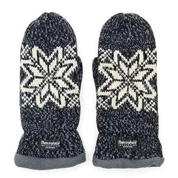 BRUCERIVER Women Snowflake Knit Mittens - Warm & Stylish