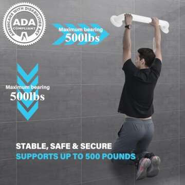 2 Pack 12 Inch Grab Bars for Bathtubs and Showers, Handicap Grab Bars, Shower Handle, Anti Slip Show...