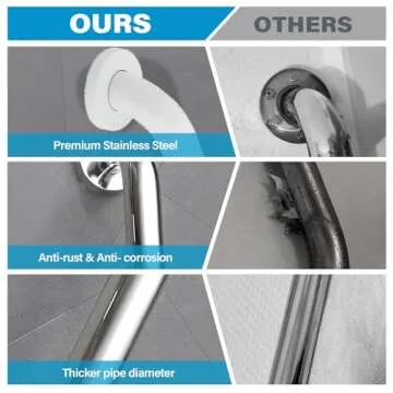 2 Pack 12 Inch Grab Bars for Bathtubs and Showers, Handicap Grab Bars, Shower Handle, Anti Slip Shower Handles for Elderly, Safety Shower Grab Bar, Stainless Steel, White