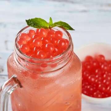Tea Zone Strawberry Popping Pearls for Boba Drinks 7 lbs
