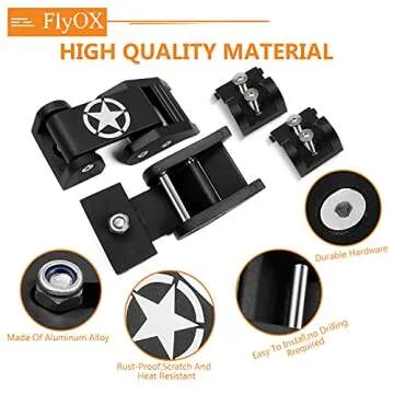 FlyOX Hood Latches Catch Kit for Jeep Wrangler & Gladiator