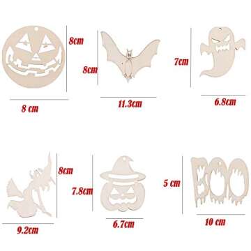 E-zoe 60 PCS Wooden Halloween Cutouts for Kids' Crafts