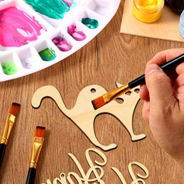 E-zoe 60 PCS Wooden Halloween Cutouts for Kids' Crafts