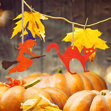 E-zoe 60 PCS Wooden Halloween Cutouts for Kids' Crafts